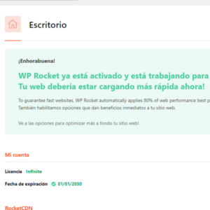 licencia instalada wp rocket